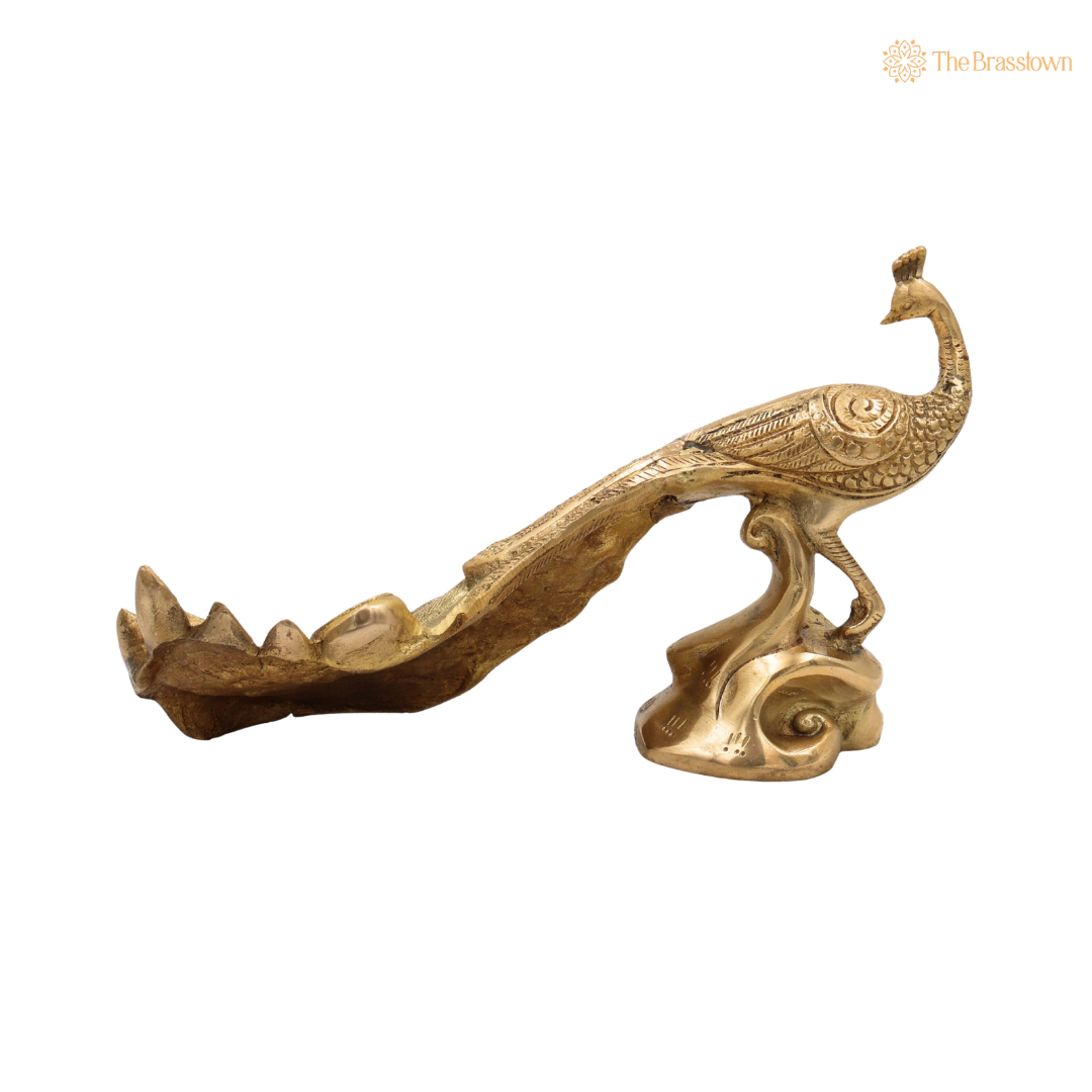 Antique Handcrafted Brass Peacock Showpiece 7 Inch closeup – intricate craftsmanship