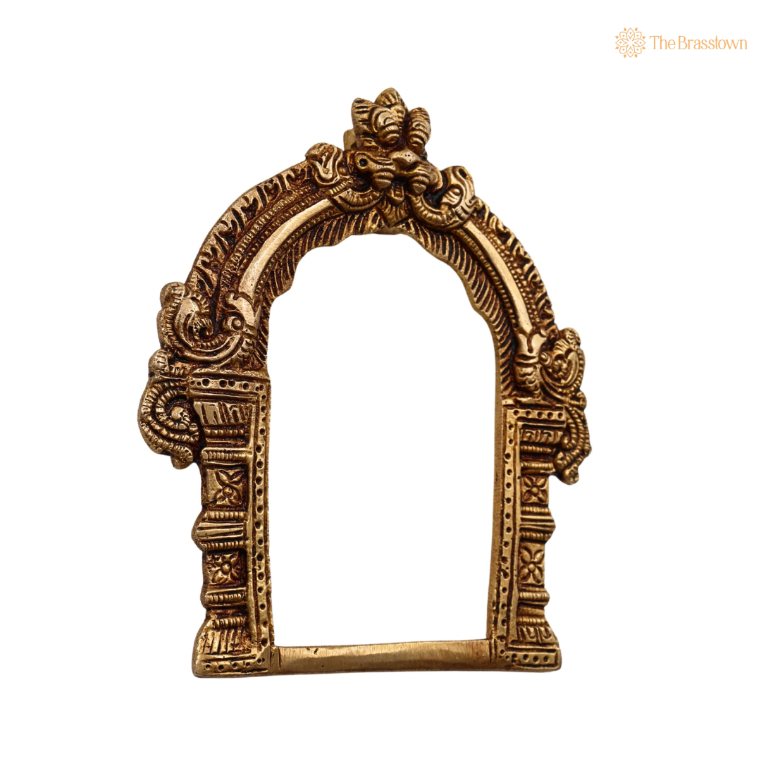 Brass Prabhavali Frame Arch 6 Inch closeup – intricate craftsmanship