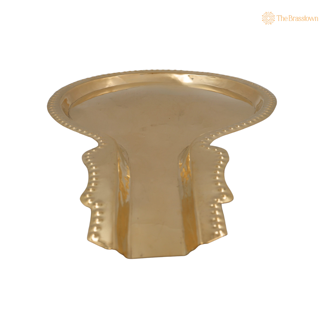 Brass Traditional Abhishek Patra with Somasutra Tray –  Abhishekam Plate, Tirumanjanam Stand &amp; Temple Pooja Vessel for Shivling and Deity Worship 14 Inch