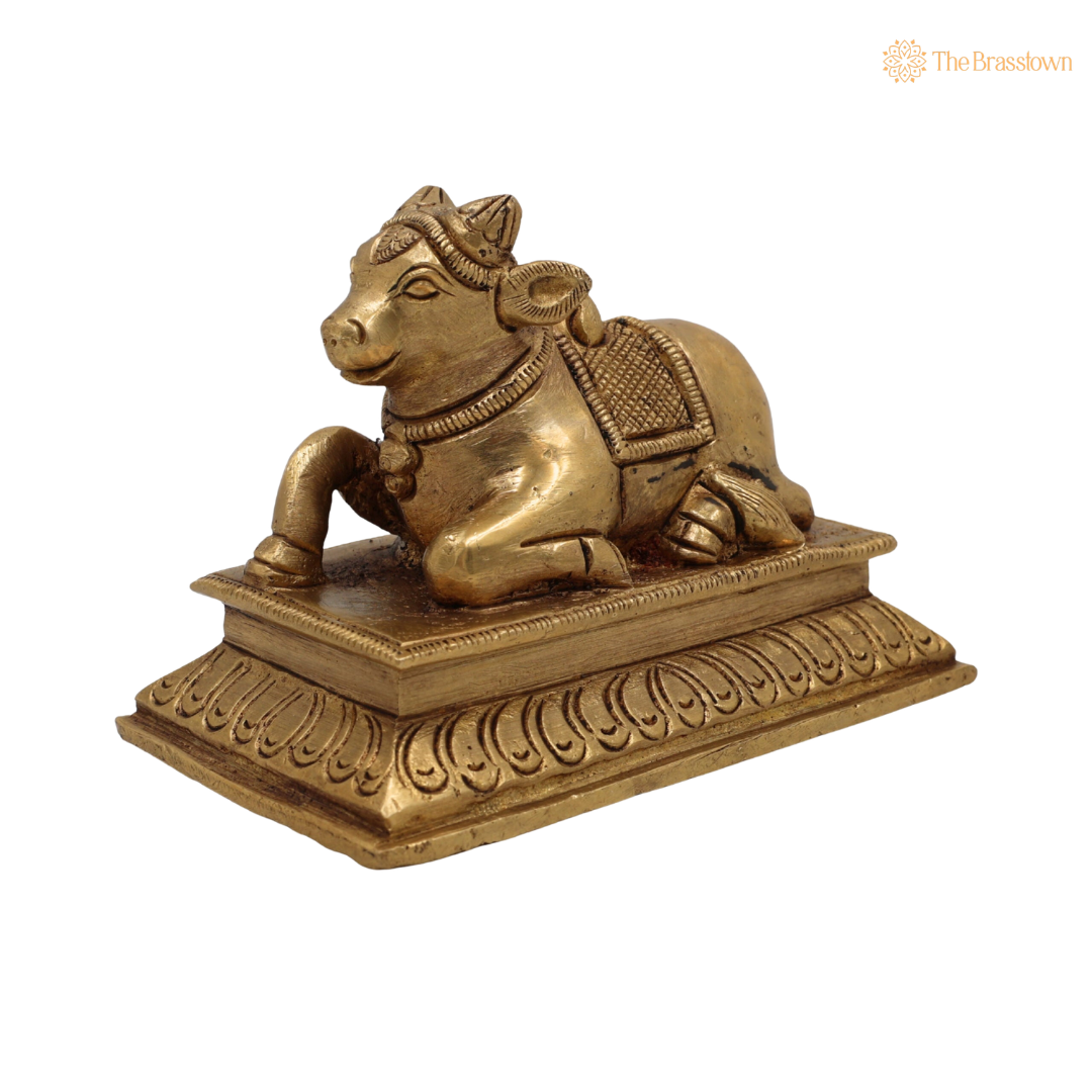 Brass Nandi Idol 3 Inch closeup – intricate craftsmanship