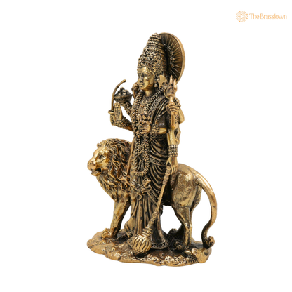Handcrafted Brass Maa Durga Idol 6 Inch closeup – intricate craftsmanship