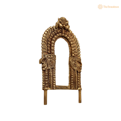 Brass Traditional Prabhavali Frame – Handcrafted Arch Wall Hanging for Home Temple, Deity Décor &amp; Spiritual Ambience 10 Inch