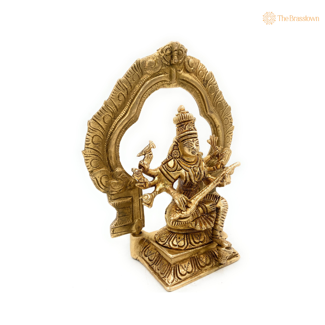 Brass Raj Matangi Devi Idol 6.5 Inch closeup – intricate craftsmanship