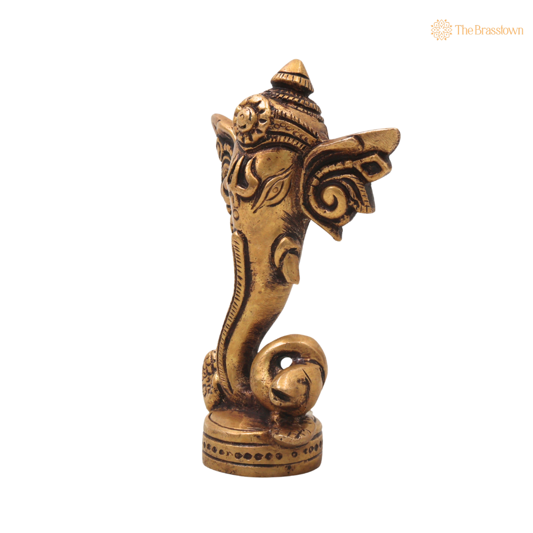 Brass Ganapati Mukh Vinayaka Idol – Handcrafted Traditional Chola Style Ganesha Murti for Pooja, Home Mandir, Décor &amp; Spiritual Gifting 4.5 Inch