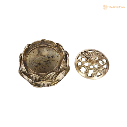Brass Lotus Shaped Incense Burner closeup – intricate craftsmanship