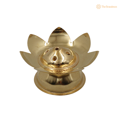 Brass Lotus Agarbatti Holder – Peetal Incense Stick &amp; Dhoopbatti Stand for Pooja Room, Temple &amp; Home Décor 1.5 Inch