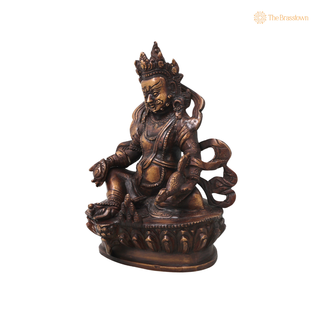 Unique Handcrafted Brass Kubera Idol – Handcrafted Vaishravana Wealth Murti for Vastu, Pooja, Home Mandir, Décor &amp; Spiritual Gifting 9 Inch