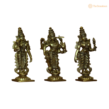 Handcrafted Brass Lord Vishnu with 6 Inch side view – antique finish detail