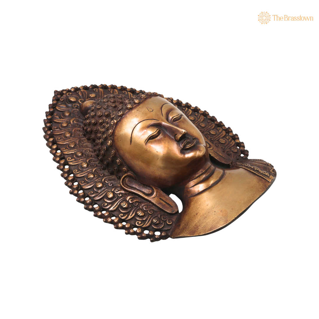 Brass Buddha Face Wall Decor – A Symbol of Serenity and Enlightenment 14 Inch