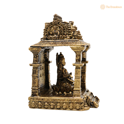 Brass Saraswati Mata Idol with 3 Inch side view – antique finish detail