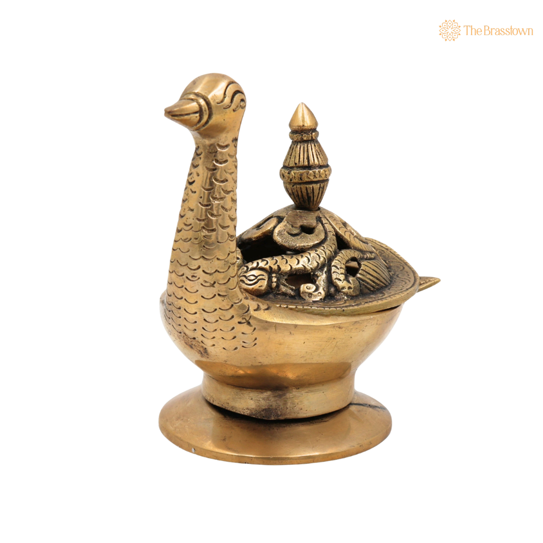 Handcrafted Brass Unique Peacock Dhoop Dani 5 Inch