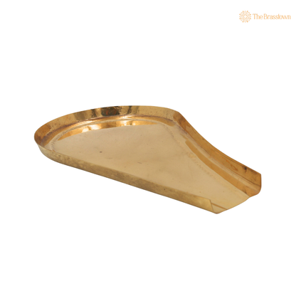 Brass Abhishek Patra with Somasutra Tray –  Abhishekam Plate, Tirumanjanam Stand &amp; Temple Pooja Vessel for Shivling and Deity Worship 9 Inch
