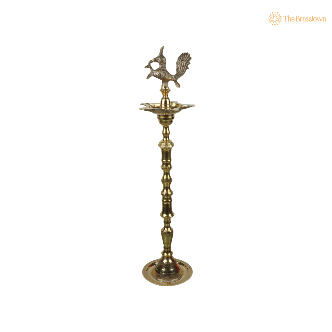Traditional Handcrafted Brass Kuthu Vilakku – Traditional Deepam Diya Lamp for Pooja, Temple &amp; Home Décor 39 Inch
