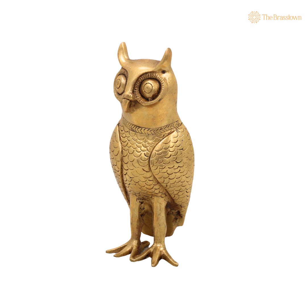 Brass Owl Idol for vastu – Decorative Owl Statue for Home Décor &amp; Spiritual Spaces 8 Inch