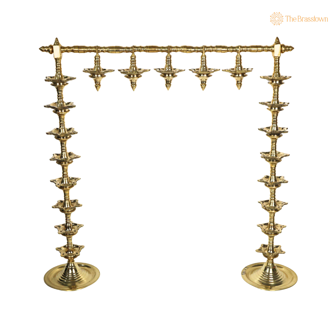 Brass Traditional Deepa Stambh Lamp Stand – Kuthu Vilakku Nilavilakku Samai, South Indian Temple Pooja Oil Lamp Stand for Home Mandir &amp; Décor 30.5 Inch