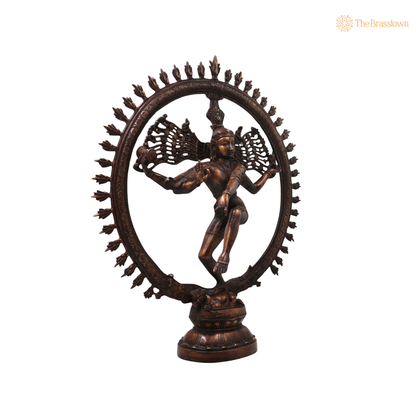 Unique Brass Nataraja Idol – Handcrafted Unique Chola Style Dancing Lord Shiva Idol for Pooja, Home Mandir, Temple Décor &amp; Spiritual Gifting 20 Inch