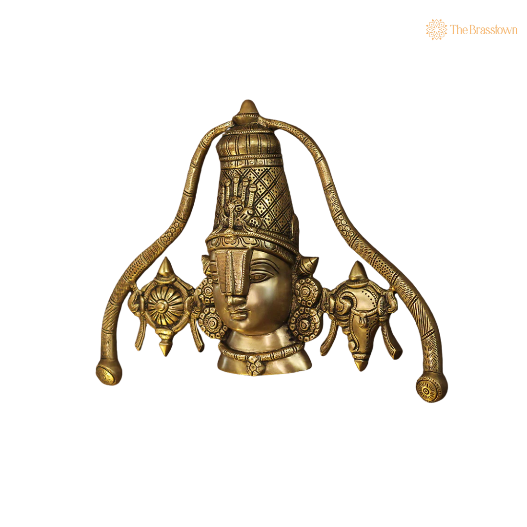 Handcrafted Brass Lord Balaji Idol 10 Inch – home mandir puja decor India