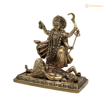 Divine Brass Mahakali Idol 5.5 Inch closeup – intricate craftsmanship