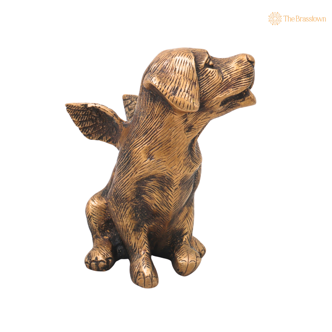 Brass Dog Statue – Handmade Brass Shvan Kukkura Nai Murti for Home Décor, Pooja, Collectibles &amp; Gifting 5.5 Inch