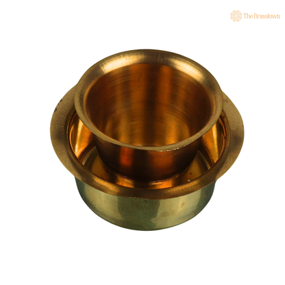 Brass Cup with Lid Hot Case – Traditional Peetal Covered Tea &amp; Coffee Cup, Brass Tumbler with Cover for Hot Beverages, Home &amp; Café Use 2.5 Inch