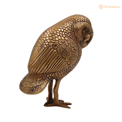 Brass Owl Idol 10 Inch closeup – intricate craftsmanship
