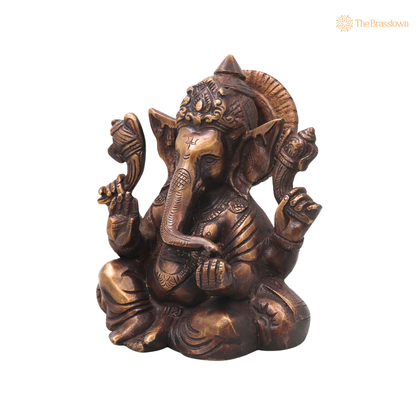 Brass Ganesha Ganapati Vinayaka Idol – Chola Style Ganapati Vinayaka Murti for Pooja, Home Mandir, Décor &amp; Gifting 6.5 Inch