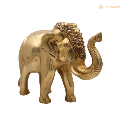 Brass Elephant Idol (Gajraj) – Decorative Elephant Statue for Home, Office &amp; Spiritual Décor 12 Inch