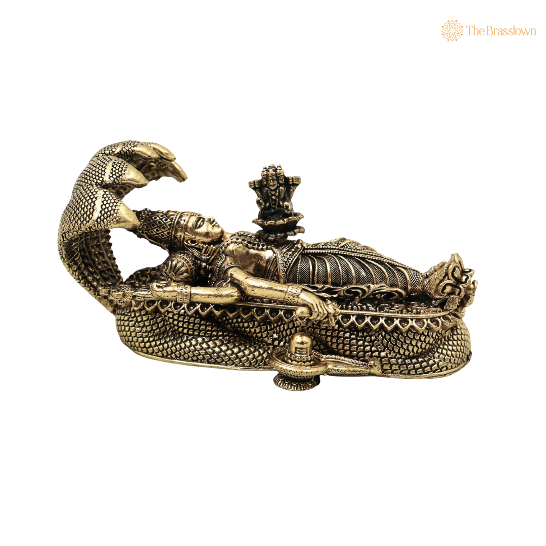 Lord Padmanabhaswamy Idol Anantha Shayana Vishnu Murti – Lord Vishnu Murti for Home Temple, Pooja &amp; Spiritual Decor 1.5 Inch