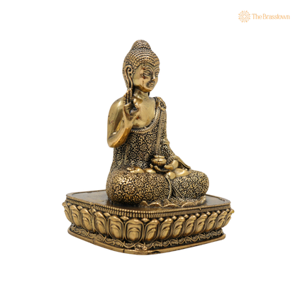 Handcrafted Brass Buddha in Meditation 4.5 Inch closeup – intricate craftsmanship