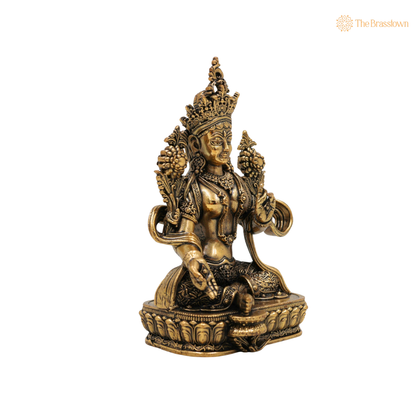 Brass Tara Ma Idol – Handcrafted Tara Maa Murti (Ugratara / Mahaugrotara) for Puja, Home Mandir &amp; Spiritual Décor 4.5 Inch