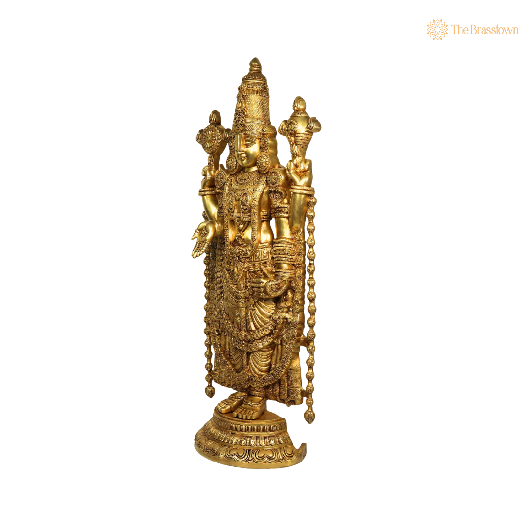 Brass Venkateswara Balaji Srinivasa Govinda Tirupati Perumal Idol – Tirupati Balaji Statue for Puja &amp; Home Mandir 47 Inch