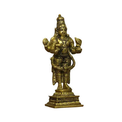 Handcrafted Brass Dattatreya Idol 6.5 Inch side view – antique finish detail