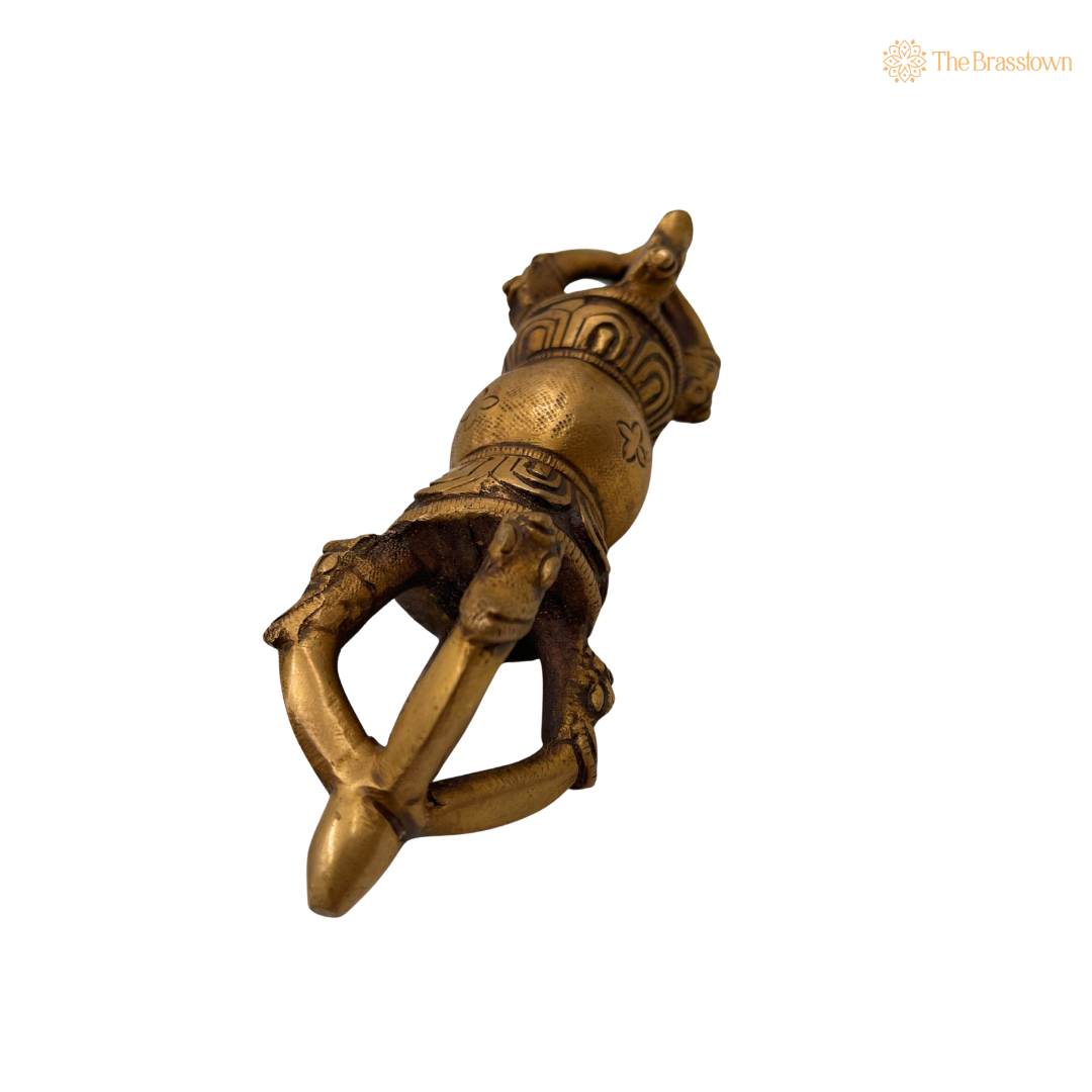 Handcrafted Brass Dorje / Vajra Idol – Tibetan Thunderbolt Scepter for Puja &amp; Spiritual Décor 7 Inch