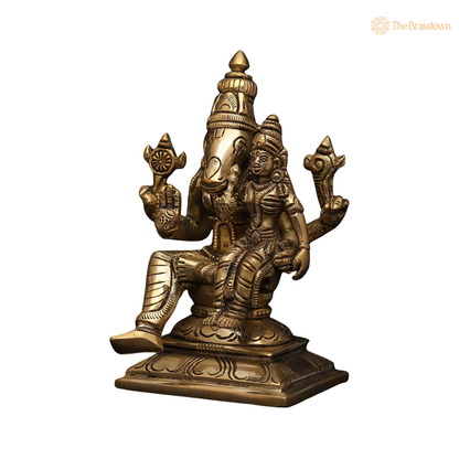 Handcrafted Brass Varaha Laxmi Idol 3.5 Inch closeup – intricate craftsmanship