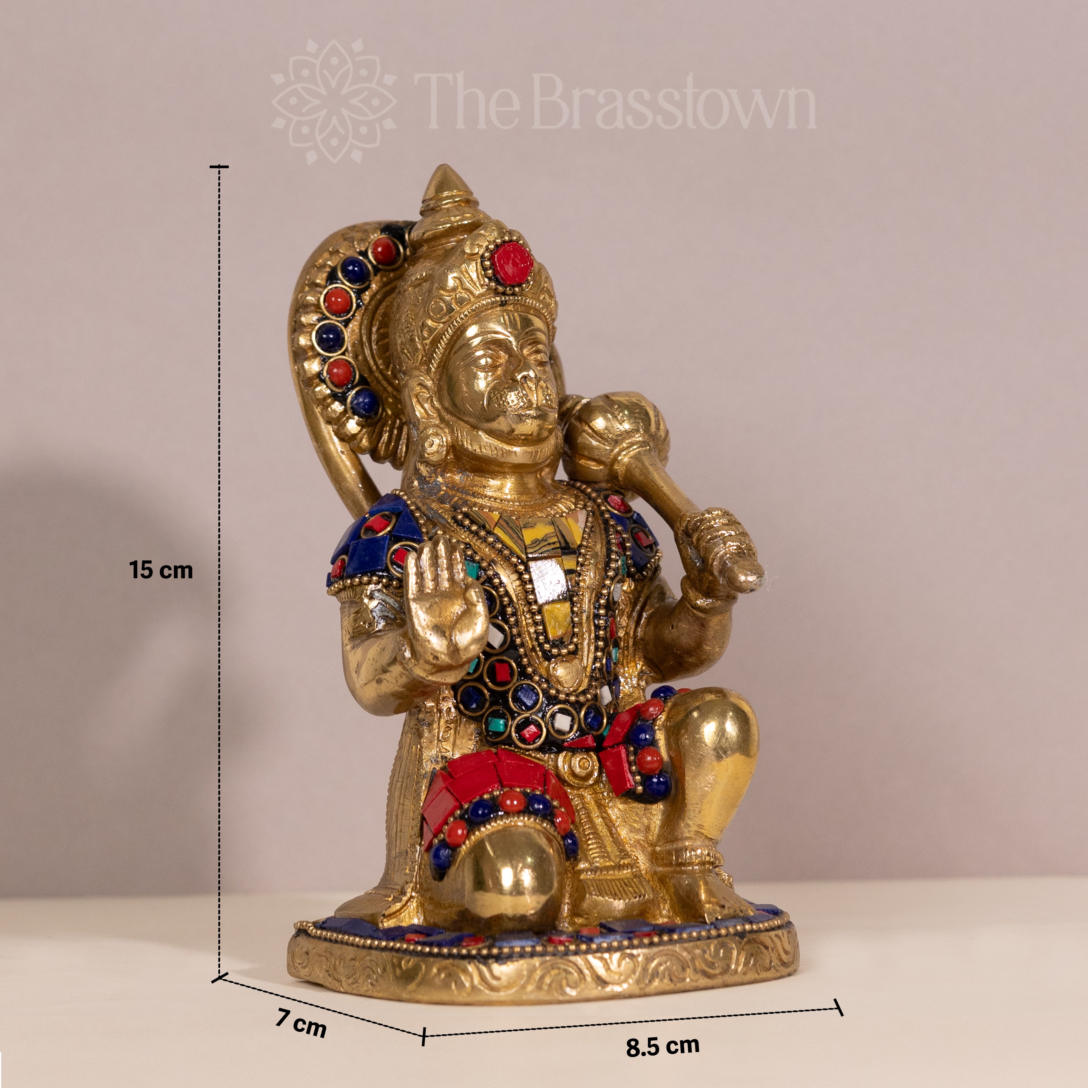 Brass Lord Hanuman Statue – Handcrafted Devotional Decor