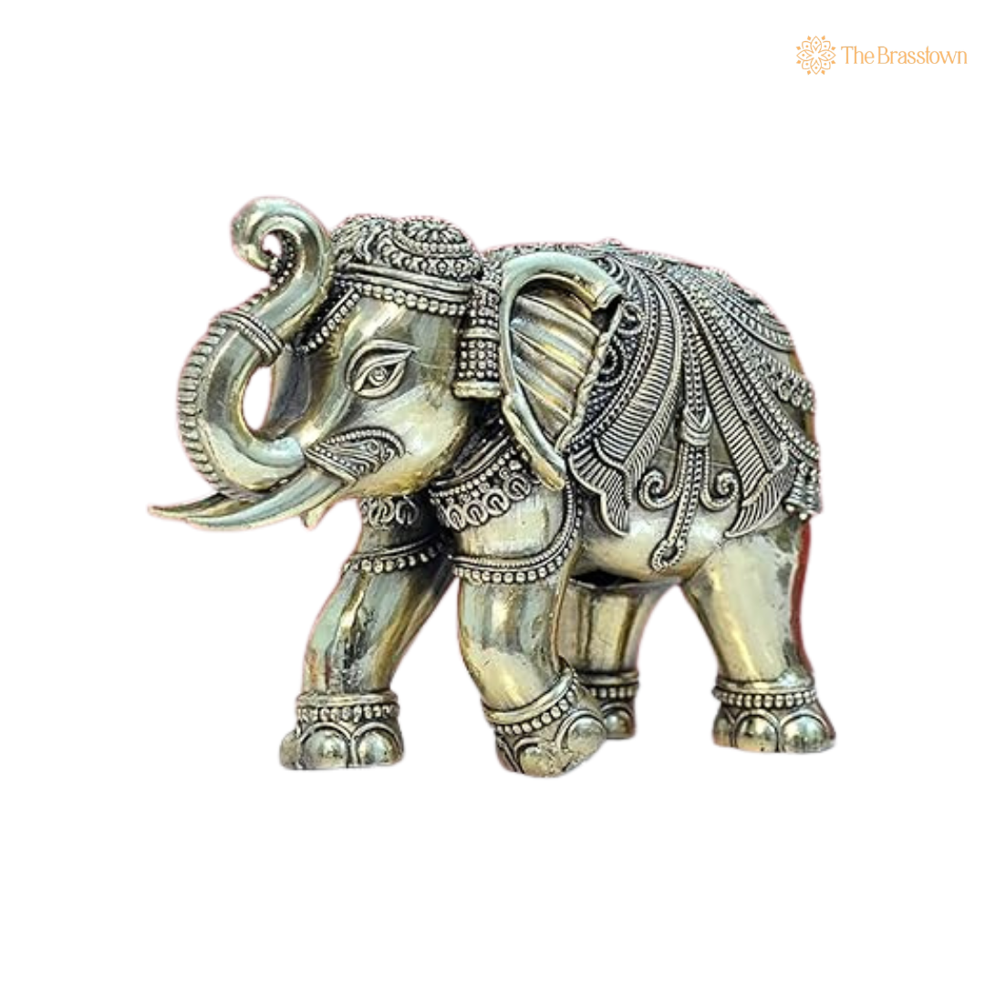 Brass Elephant Idol 3 Inch closeup – intricate craftsmanship