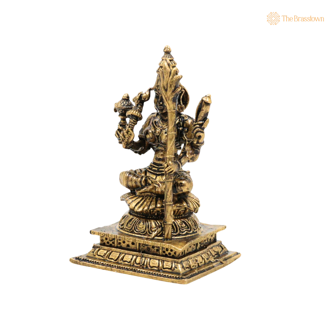Brass Kamakshi Idol 2 Inch closeup – intricate craftsmanship