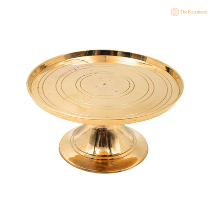 Brass Round Pooja Chowki 3 Inch front view – pure brass handcrafted India