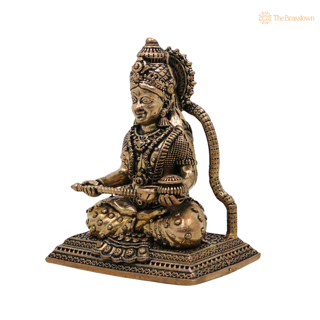 Handcrafted Brass Annapurneshwari Idol 2.5 Inch closeup – intricate craftsmanship