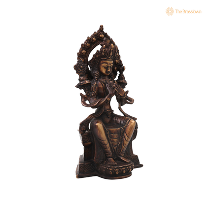 Brass Maitreya Buddha Idol – Handcrafted Buddha Ajita Bodhisattva Murti for Pooja, Home Décor &amp; Spiritual Gifting 10 Inch