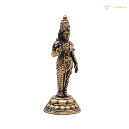 Brass Parvati Idol 3 Inch closeup – intricate craftsmanship