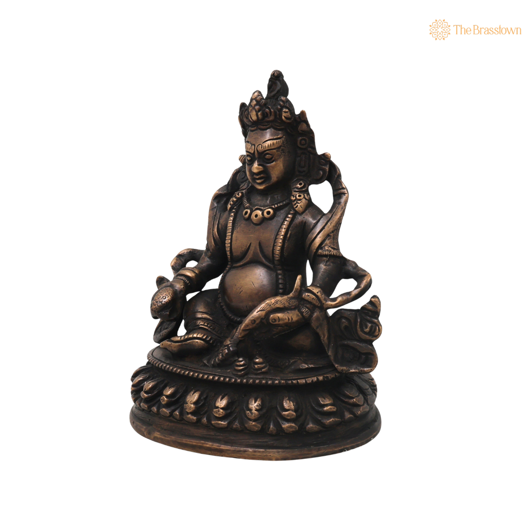Brass Kubera Idol – Handcrafted Vaishravana Wealth Murti for Vastu, Pooja, Home Mandir, Décor &amp; Spiritual Gifting 6.5 Inch