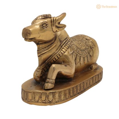 Brass Nandi Bull Idol 4.5 Inch – home mandir puja decor India