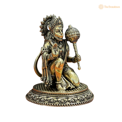 Brass Hanuman Idol 3.5 Inch closeup – intricate craftsmanship