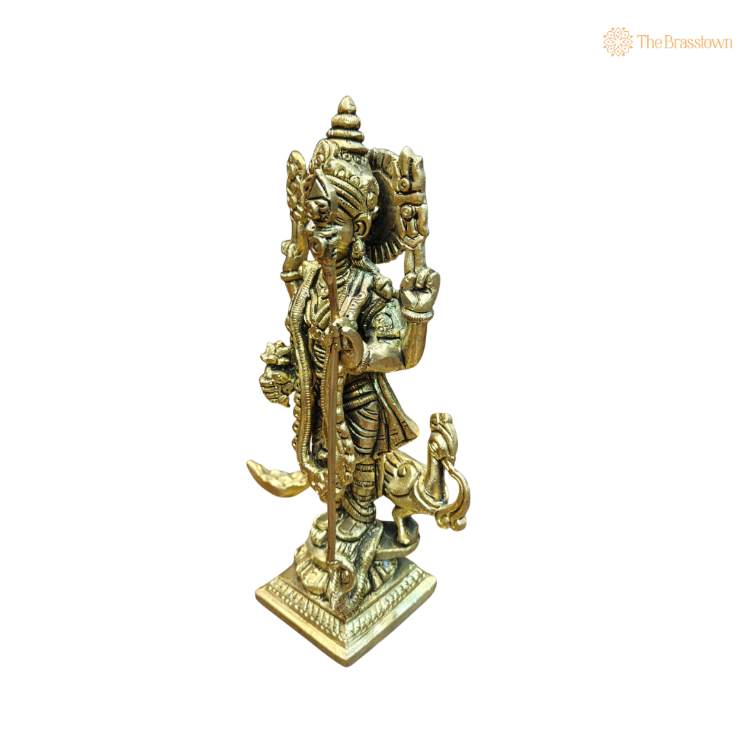 Brass Small Murugan Swamy (Kartikeya) Idol – Fine Golden Finish for Puja &amp; Home Mandir 7 Inch