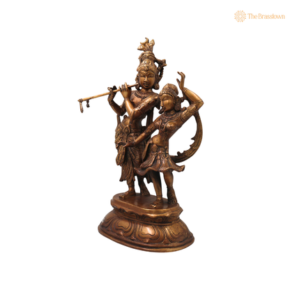 Brass Radha Krishna Idol Murti – Fine Finish Divine Chola Style Krishna Statue for Puja &amp; Home Décor 17 Inch