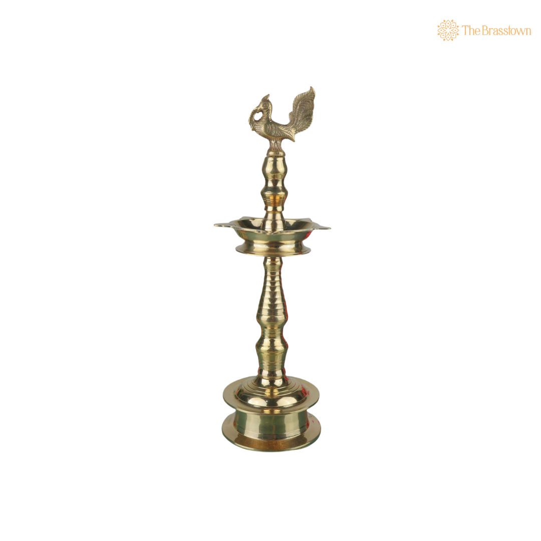 Handcrafted Brass Kuthu Vilakku – Traditional Deepam Diya Lamp for Pooja, Temple &amp; Home Décor 15.5 Inch