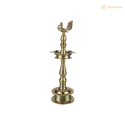 Handcrafted Brass Kuthu Vilakku – Traditional Deepam Diya Lamp for Pooja, Temple &amp; Home Décor 15.5 Inch