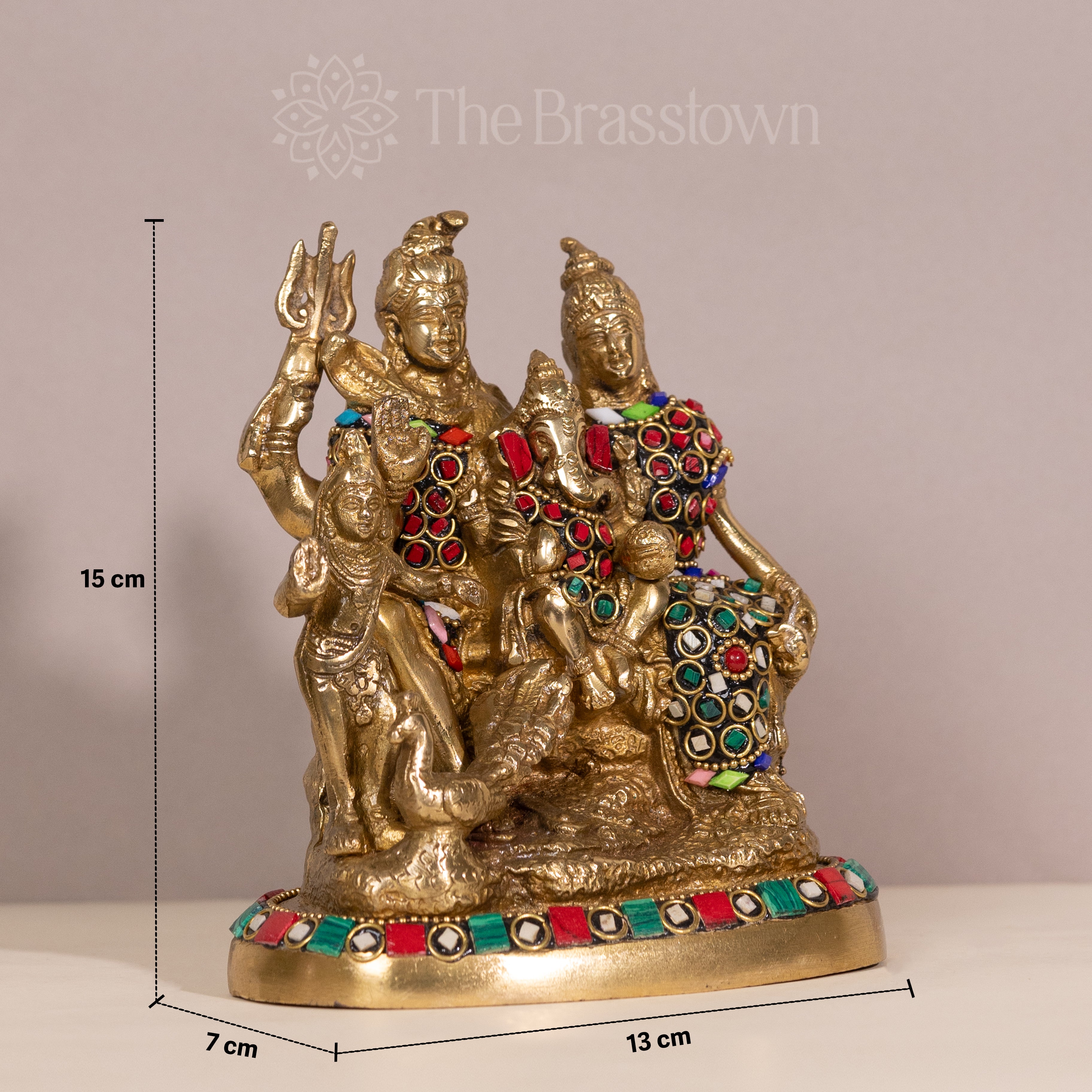 Shiva Parivar Murti Brass with Stonework