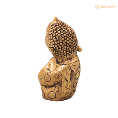 Handcrafted Brass Baby Buddha Idol – Handcrafted Buddha Traditional Chola Meditation Statue for Pooja, Home Décor &amp; Spiritual Gifting 8 Inch